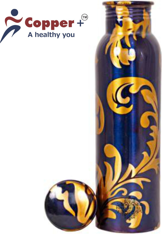 copper plus Printed Copper Water Bottle, 1 Litre 1000 ml Bottle(Pack of 1, Blue)