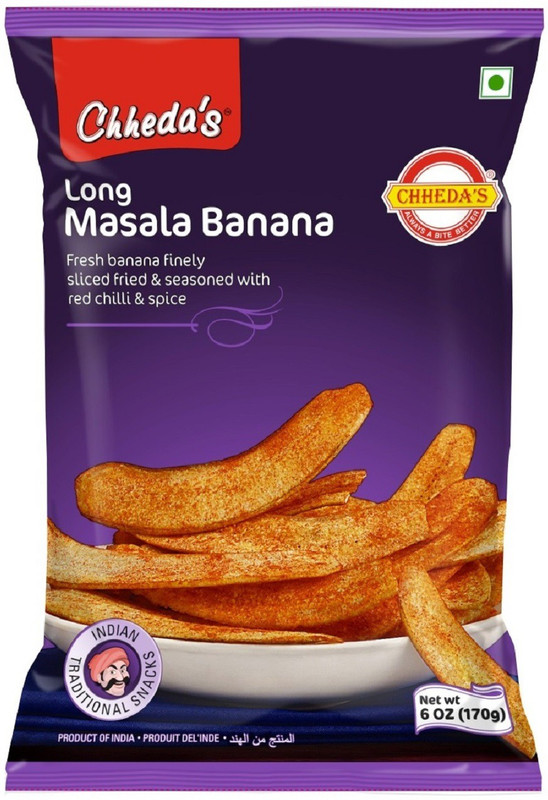 CHHEDA'S Crispy Banana Chips Indian Namkeen Snack 170g (Masala Banana Wafer) Chips(10 x 17 g)