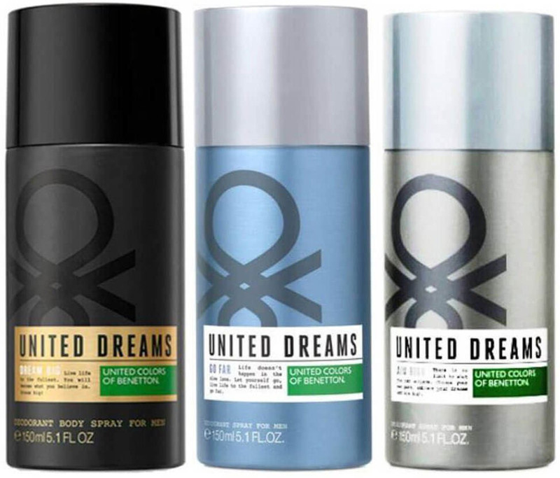united dreams united colour of beneton Deodorant Spray  -  For Men(150 ml, Pack of 3)