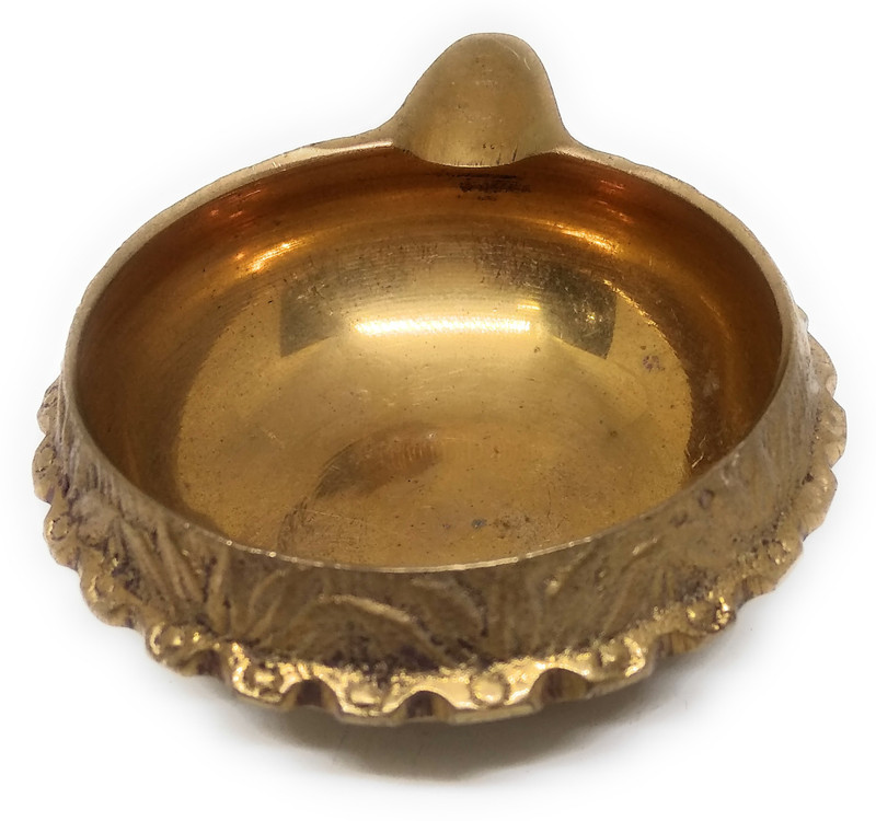 astrosale Ashtdhatu Kuber Diya Oil Lamp in Brass For Puja Temple (Big) Brass Table Diya(Height: 1 inch)