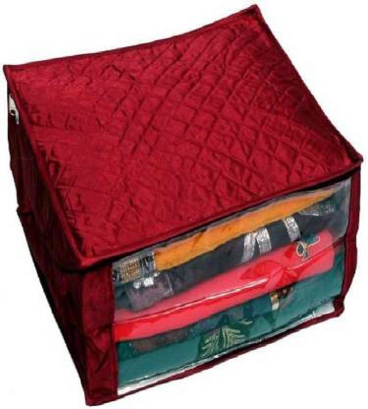 ultimatefashionista garment cover Pack of 1 Pisces Plain Large Satin Saree 1pc hight satin saree cover(maroon)(Maroon)