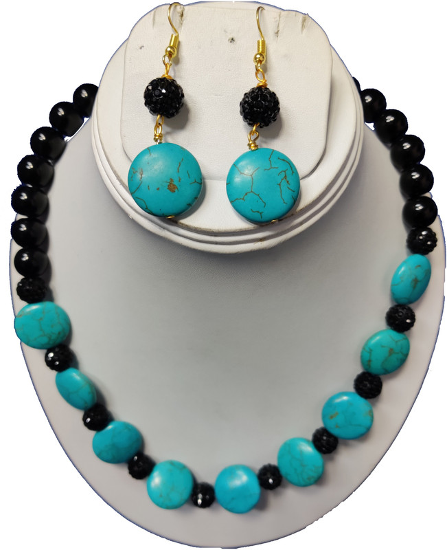 kanishk creations Stone Jewel Set(Turquoise, Black)
