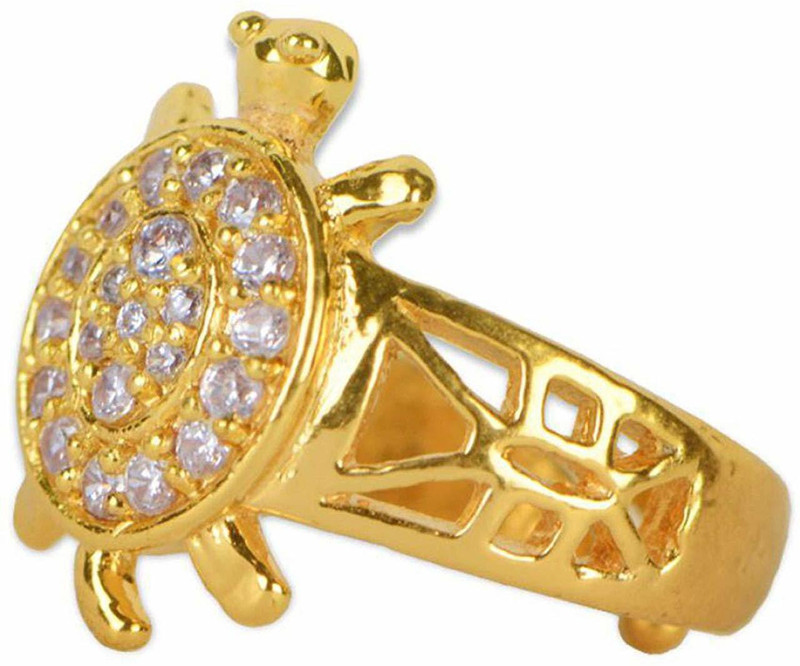 divine elements Brass, Alloy Zircon Gold Plated Ring