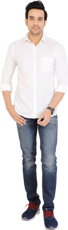 lakdas Men Solid Casual White Shirt