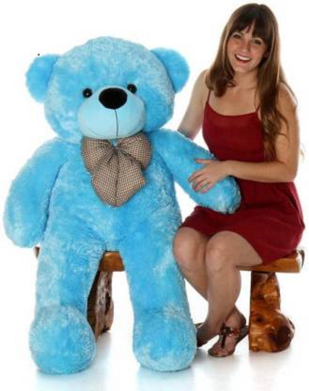 teddy sport Huggable Soft Toy Teddy Bear with Neck Bow  - 152 cm(Blue)