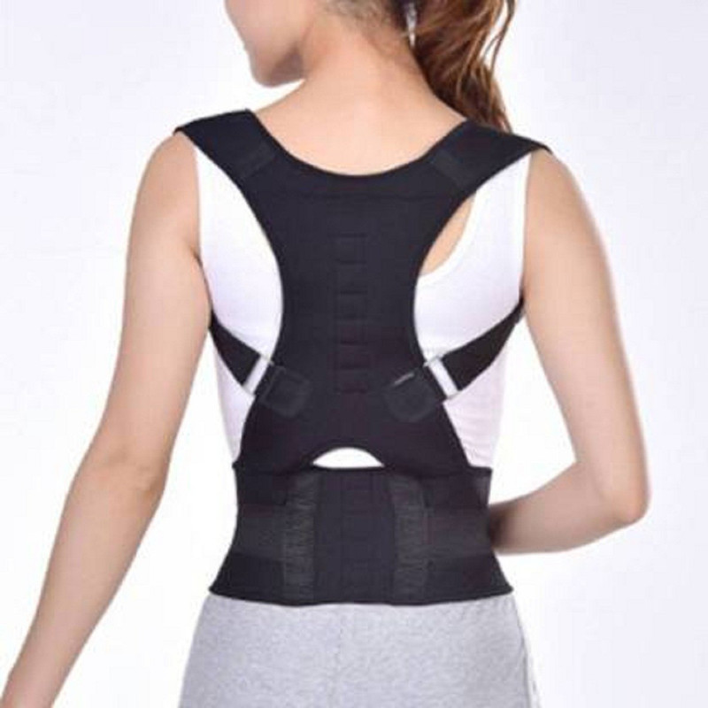 crownmart Back Support Belt Lower Back Pain Posture Correction Therapy (black) Back & Abdomen Support(Black)
