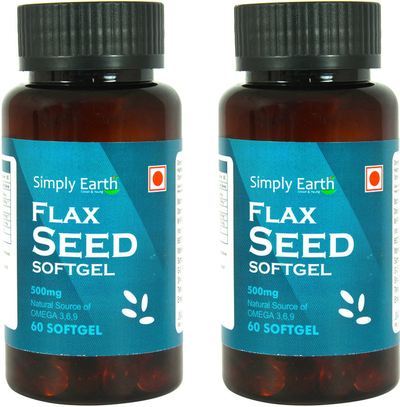 simply earth Flax seeds oil Omega(3-6-9) - 60 Softgels - 500 MG(500)