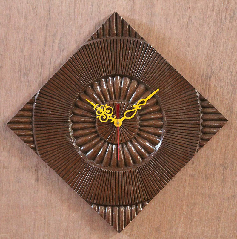 smart art wood carving Analog-Digital 2.5 cm X 40 cm Wall Clock(Brown, Without Glass)