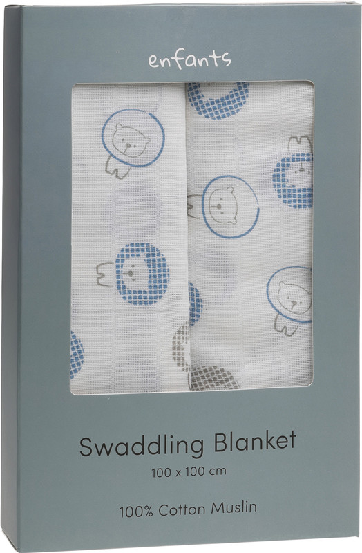 enfants Printed Single Swadding Baby Blanket(Cotton, pack of 2 100x100 cm)