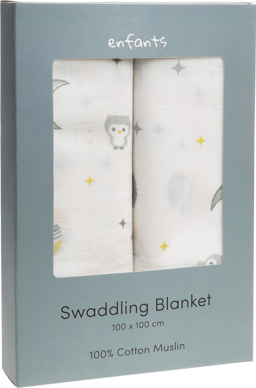 enfants Printed Single Swadding Baby Blanket(Cotton, pack of 2 100 x100)