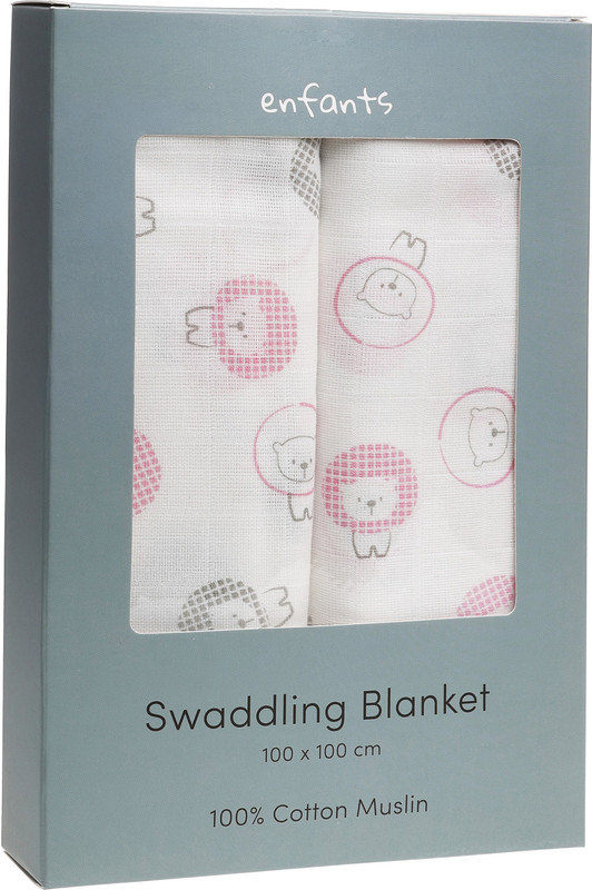 enfants Printed Single Swadding Baby Blanket(Cotton, White)