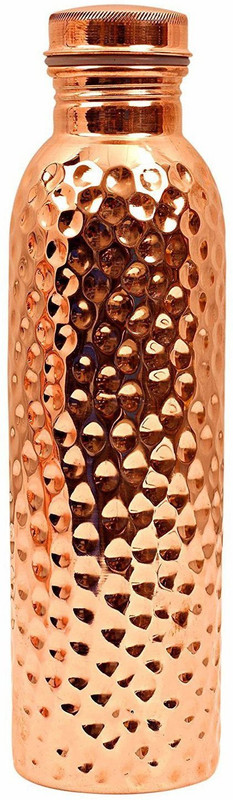 utensils junction 100% Natural Copper - Hammered Copper Water Bottle in 1000 ML/1 Litre 1000 ml Bottle(Pack of 1, Copper)