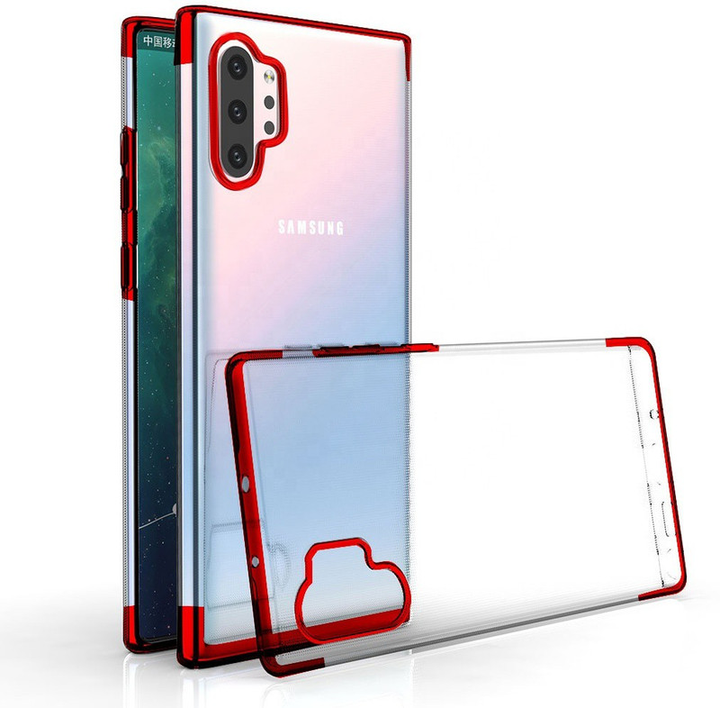 zekaasto Back Cover for Samsung Galaxy Note 10 Plus, Slim Lightweight Cover, Attractive, Color Side Edges (Red, Silicon)(Red Transparent, Grip Case)