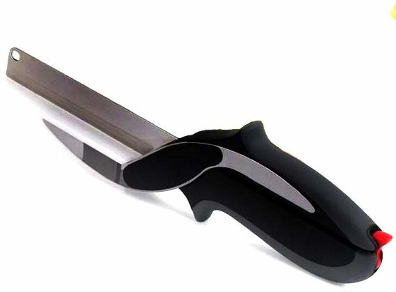 ZAMZUG Vegetable Cutter - 2 in 1 Superior Quality Kitchen Knife with Spring Action ,Kitchen Vegetable Scissors Cutter Vegetable & Fruit Chopper(1 Clever Cutter)