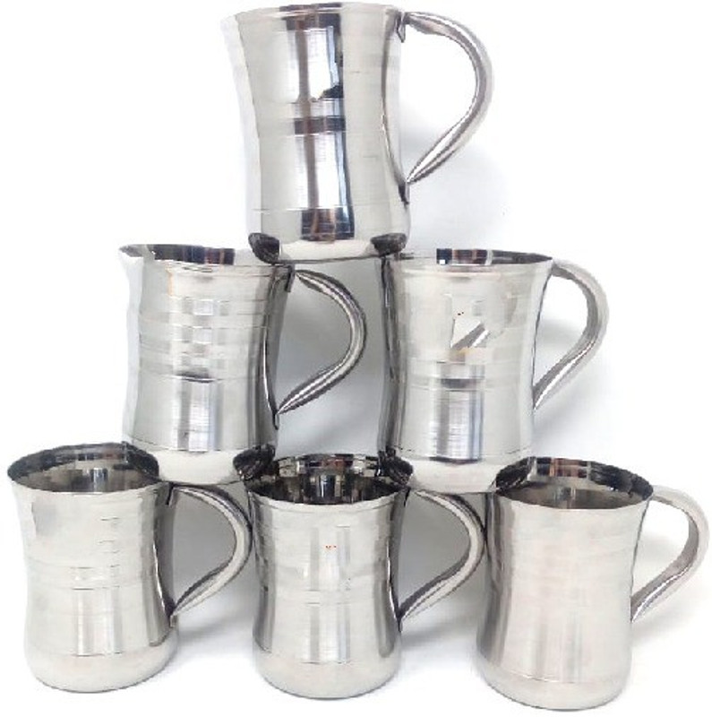 yogit Pack of 6 Stainless Steel Stainless Steel Tea & Coffee Cup(Silver, Cup Set)