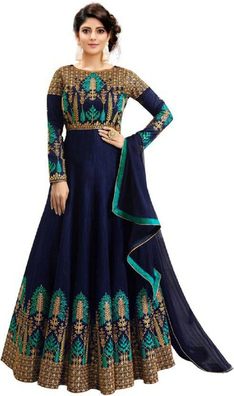 dhameliya fashion Anarkali Gown(Blue, Pink)