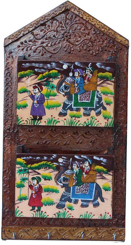 primium wooden key holder and book box Wood Key Holder(4 Hooks, Multicolor)