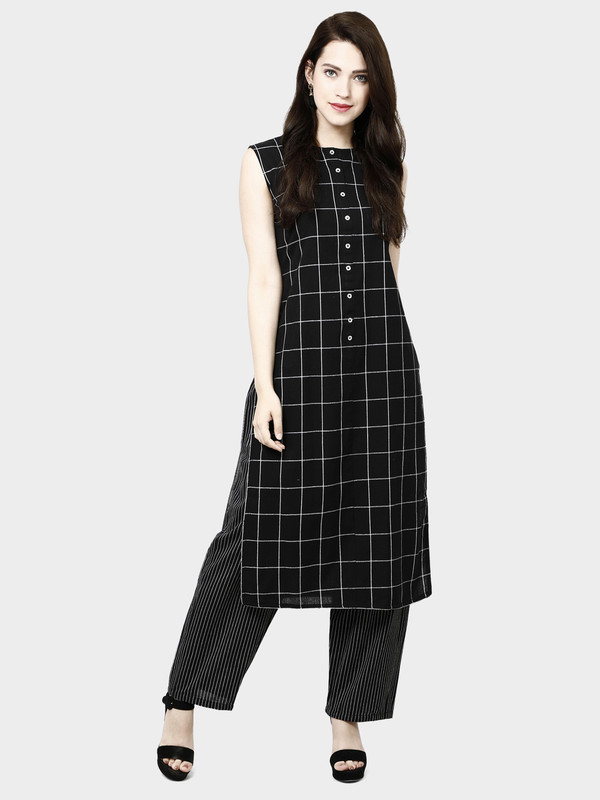 sassydressy Festive & Party Solid Women Kurti(Black)