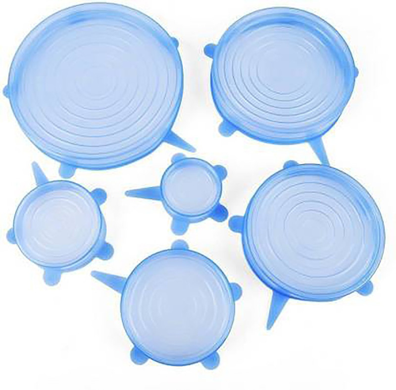Cierie Silicon Stretch lids for containers Stretchable microwavable Dishwasher 23013 2.6 inch, 3.8 inch, 4.5 inch, 5.7 inch, 6.5 inch, 8.3 inch Lid Set, Pack of 6(Silicone)