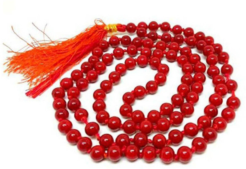 mormukut Natural Coral Rosary Red Coral Rosary Moonga/Munga Mala Coral Crystal Necklace
