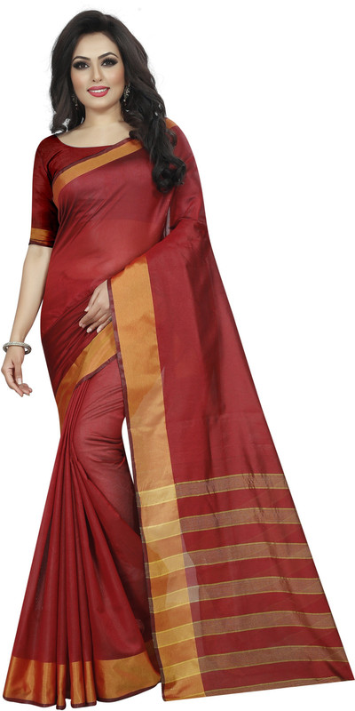 vedu creation Self Design Bollywood Cotton Silk Saree(Red)
