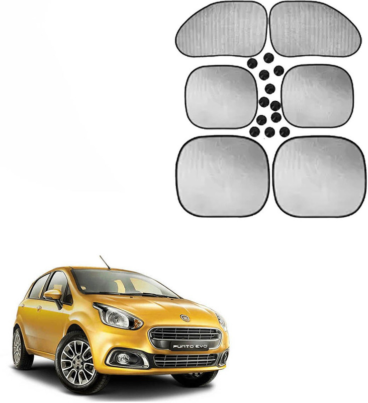 NIKROKZ Rear Window, Side Window Sun Shade For Fiat Punto Evo(Silver)
