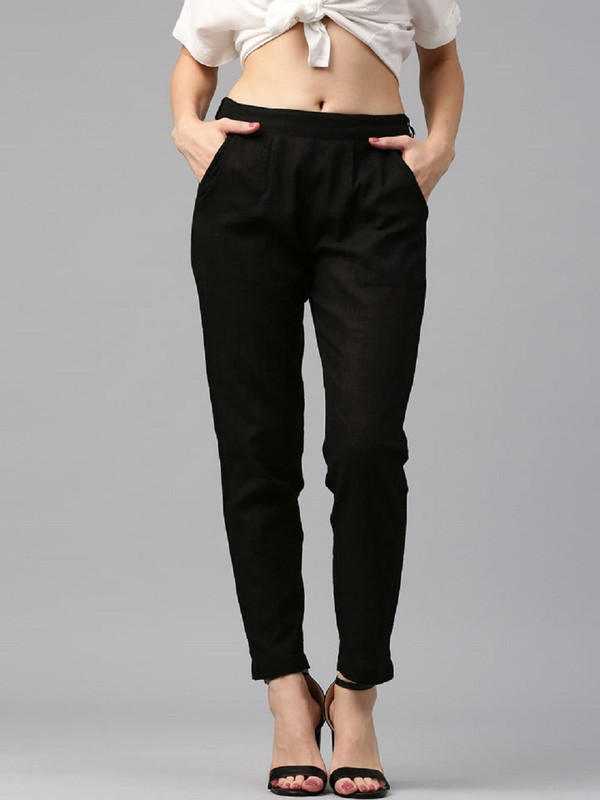 extend clothings Regular Fit Women Black Trousers