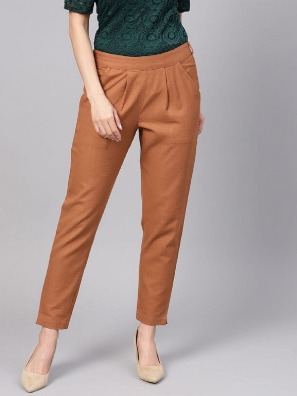extend clothings Regular Fit Women Brown Trousers