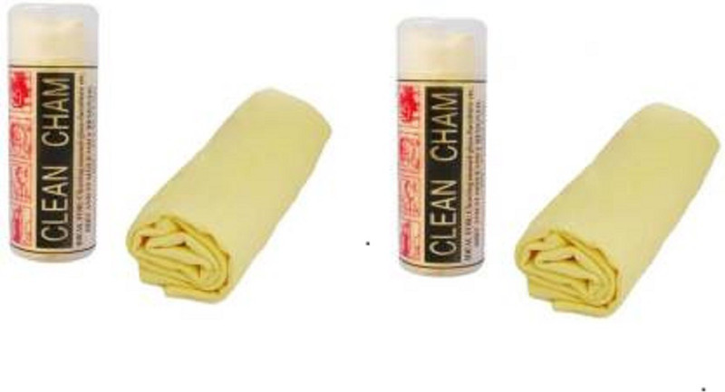 clean cham Chamois Leather Vehicle Washing  Cloth(Pack Of 2)