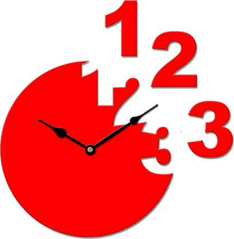 mishty Analog 35 cm X 35 cm Wall Clock(Red, Without Glass)