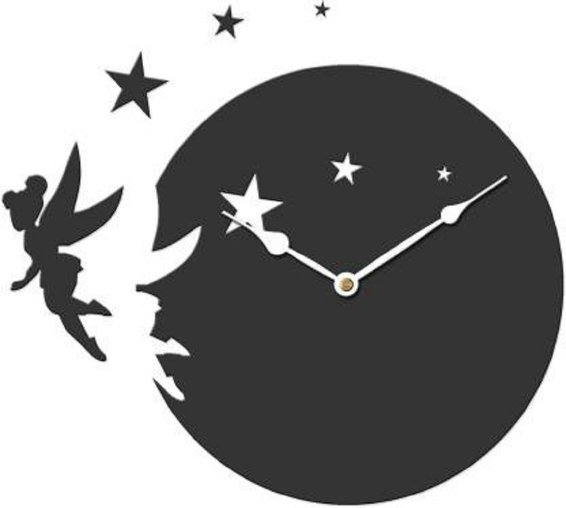 mishty Analog 32 cm X 30 cm Wall Clock(Black, Without Glass)