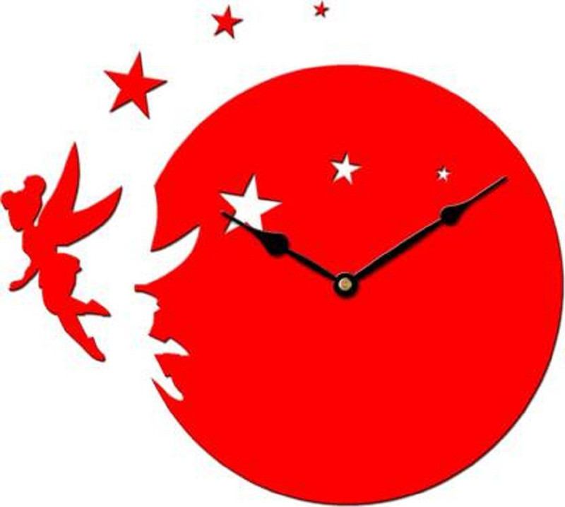 mishty Analog 32 cm X 30 cm Wall Clock(Red, Without Glass)