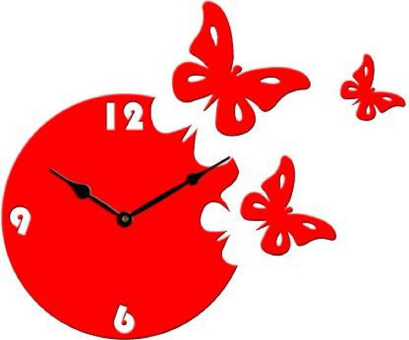 mishty Analog 25.5 cm X 25.5 cm Wall Clock(Red, Without Glass)
