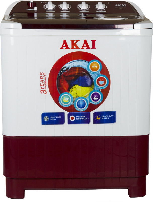 Akai 8.5 kg Semi Automatic Top Load White, Maroon(AKSW-8501RD) Akai 8.5 kg Semi Automatic Top Load White, Maroon(AKSW-8501RD)