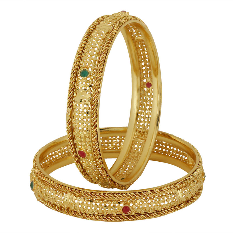 indian fashion jewellery Alloy Gold-plated Bangle(Pack of 2)
