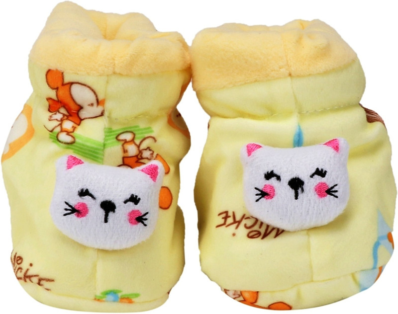 aroraonlinetraders New Born Baby Bootie Shoes With For Boys & Girls Booties(Toe to Heel Length - 10 cm, Yellow)