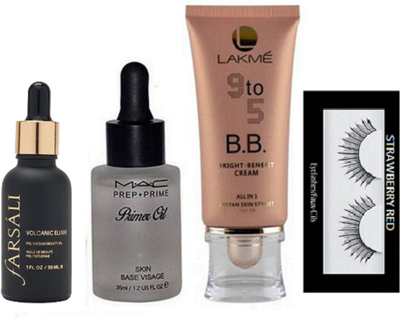 strawberryred eyelashes, 9to5 BB cream,primer,oil,farsali serum(4 Items in the set)
