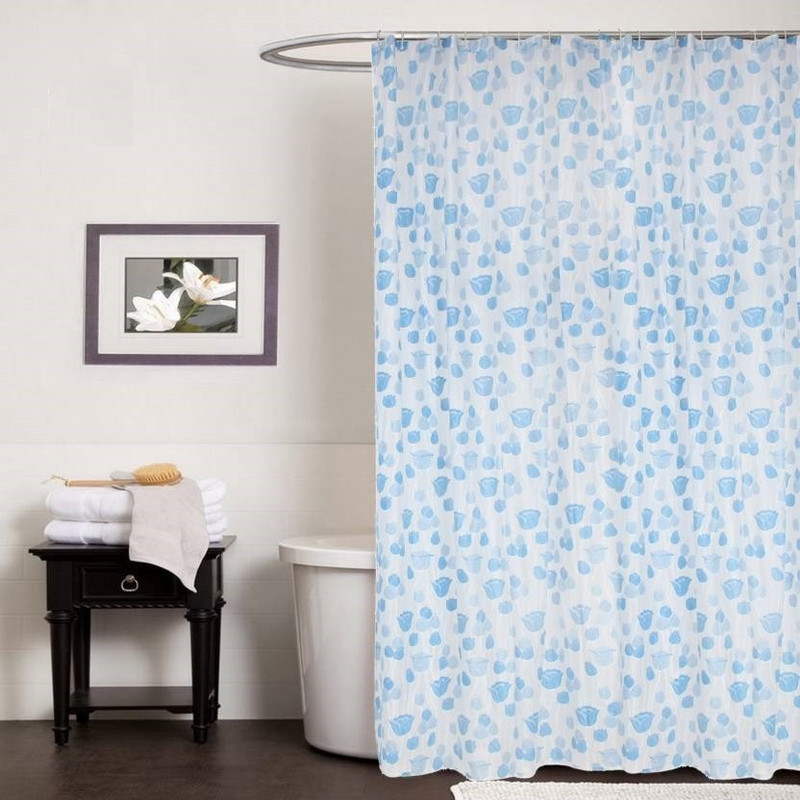 CASA FURNISHING 274.02 cm (9 ft) Door PVC Curtain (Pack Of 2)(Blue, Floral)