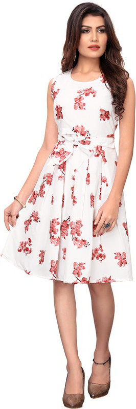 princess trade link Women Fit and Flare White Dress