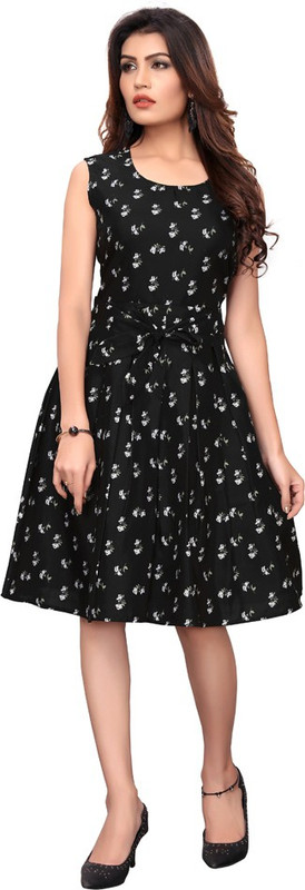 princess trade link Women Fit and Flare Black Dress