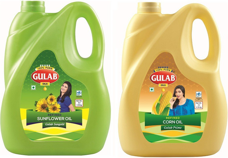 gulab oils 5L Corn + 5L Sunflower Sunflower Oil Jar(2 x 5 L)