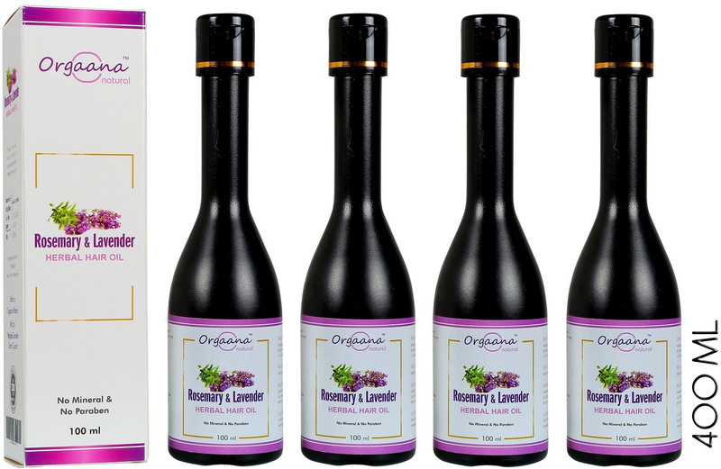 orgaana Natural Rosemary & Lavender Herbal hair oil for hair Growth with 12 Natural oils pack of 4 Hair Oil(400 ml)
