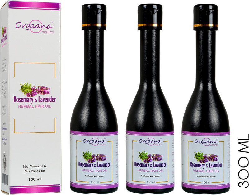 orgaana Natural Rosemary & Lavender Herbal hair oil for hair Growth with 12 Natural oils pack of 3 Hair Oil(300 ml)