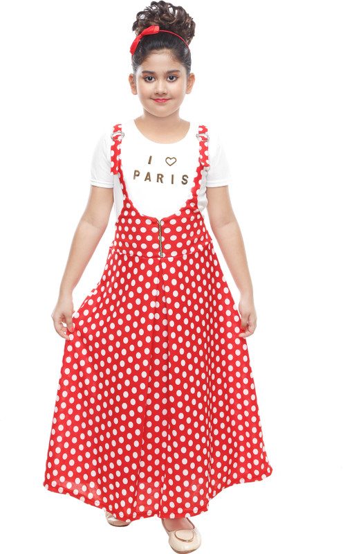 yashvi trends Girls Maxi/Full Length Party Dress(Red, Half Sleeve)