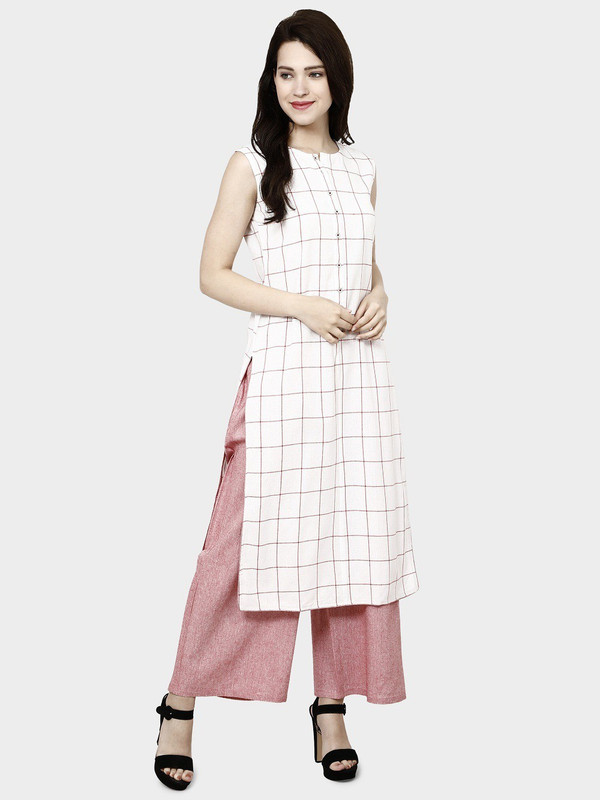 sassydressy Festive & Party Solid Women Kurti(White)
