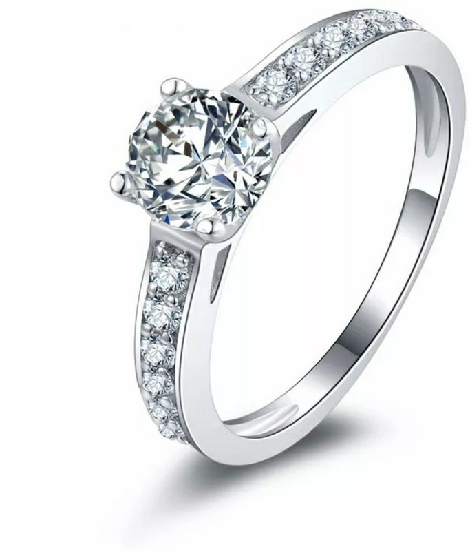 keyline Platinum Plated Beautiful Lassy Silver American Diamond Modern Ring for Women Alloy Diamond Silver Plated Ring