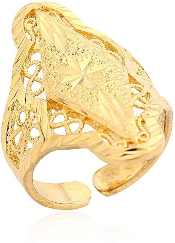 keyline old Plated Beautiful Golden Elegant Big Flower American Diamond Modern Ring for Women Alloy Gold Plated Ring