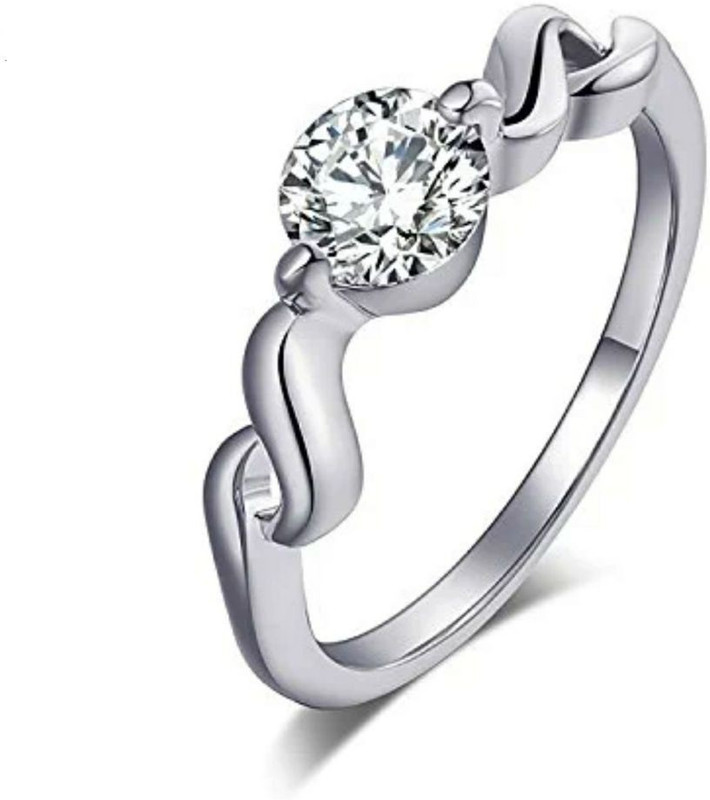 keyline old Plated Beautiful Golden Elegant Big Flower American Diamond Modern Ring for Women Alloy Silver Plated Ring