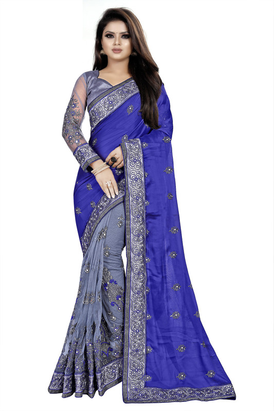 b bella creation Embroidered Bollywood Georgette, Net Saree(Multicolor)