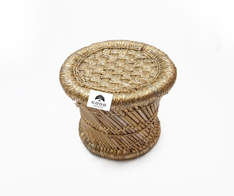 rajasthani handmade mudda Stool(Brown)